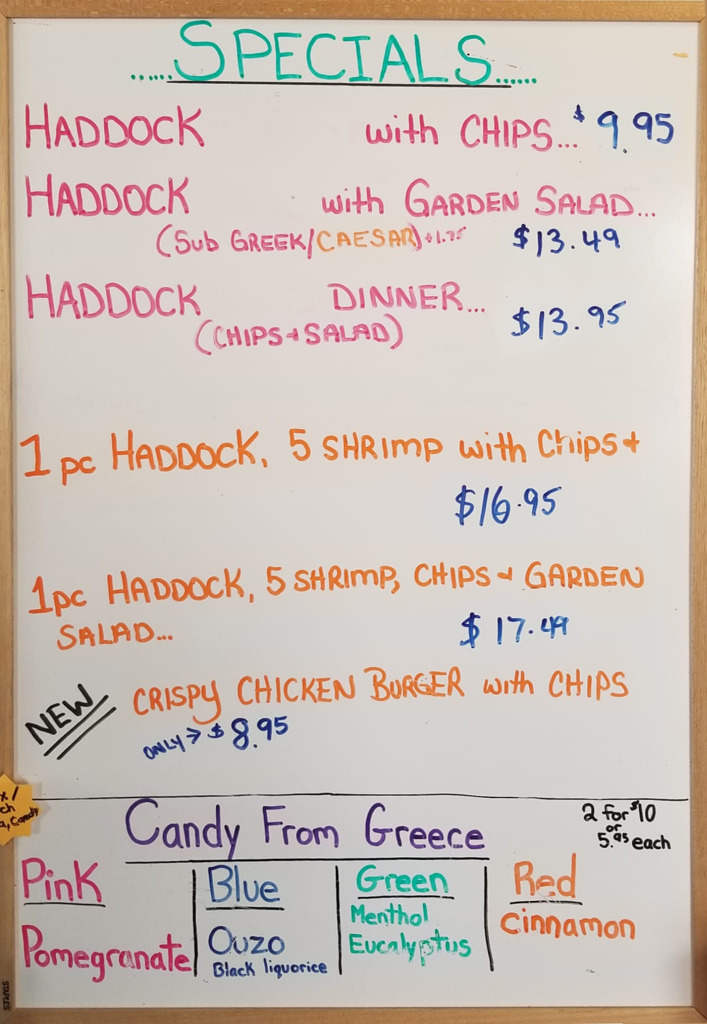 Menu Captain Fish and Chips